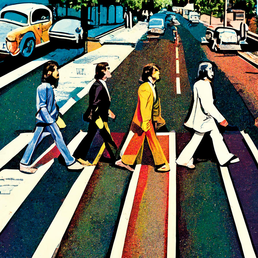 Album  cover  of  Abbey  Road  by  The  Beatles  comics  by  Marvel  a6164bc2  aa66  4664  4882  a21 Painting by Celestial Images