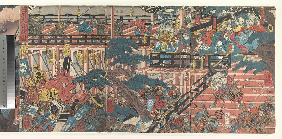 Album Of Fifteen Triptychs Of Famous Battlescenes 19th Century Utagawa Kuniyoshi Japanese 4 Painting