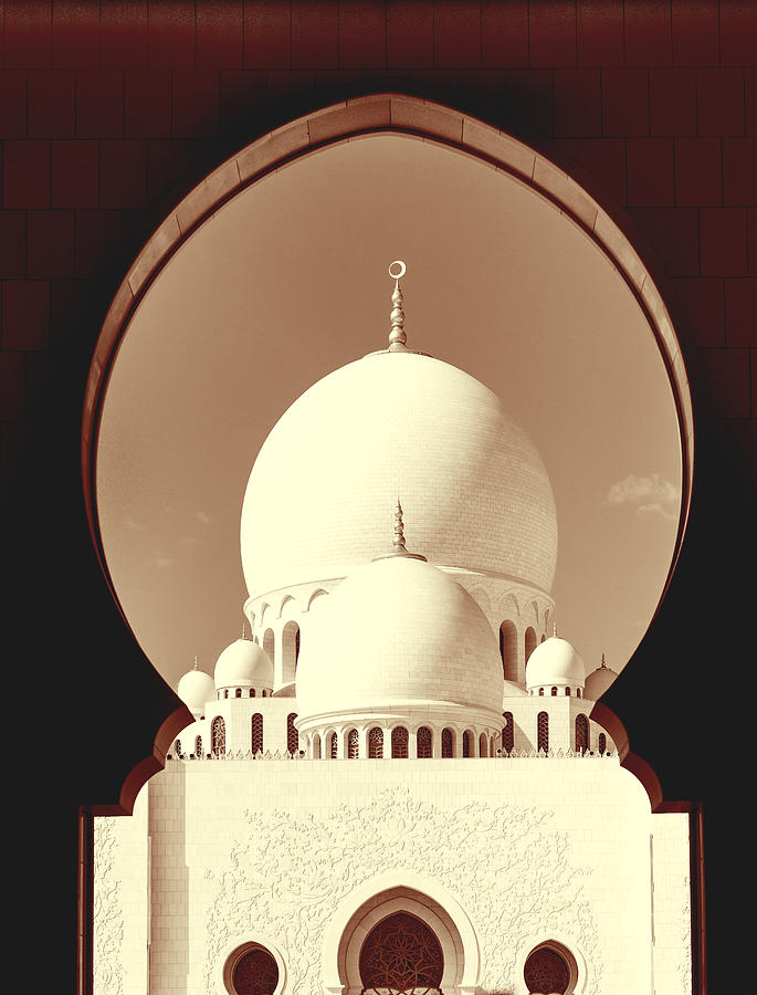 Albumen Print of Mosque in Abu Dhabi, Woodburytype Painting by Artistic Rifki
