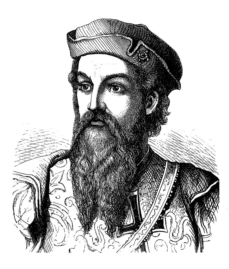 Albuquerque, Alfonso de, circa 1453 - 16.12.1515, Portuguese navigator and explorer, Goveror of Portuguese India 1506 - 1515 Drawing by Nastasic
