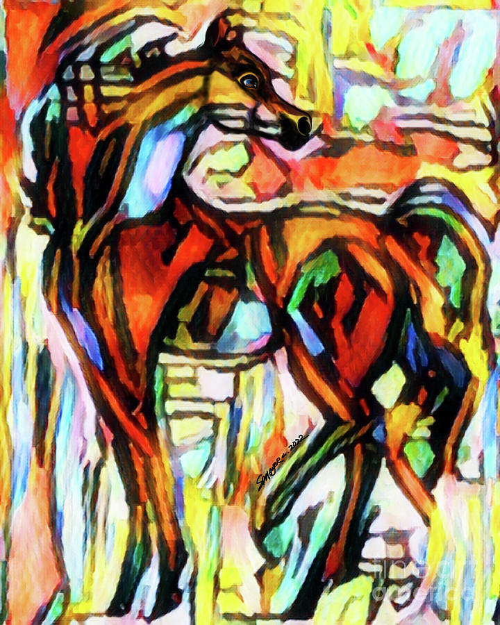 Albuquerque Horse 03  by Stacey Mayer Digital Art by Stacey Mayer