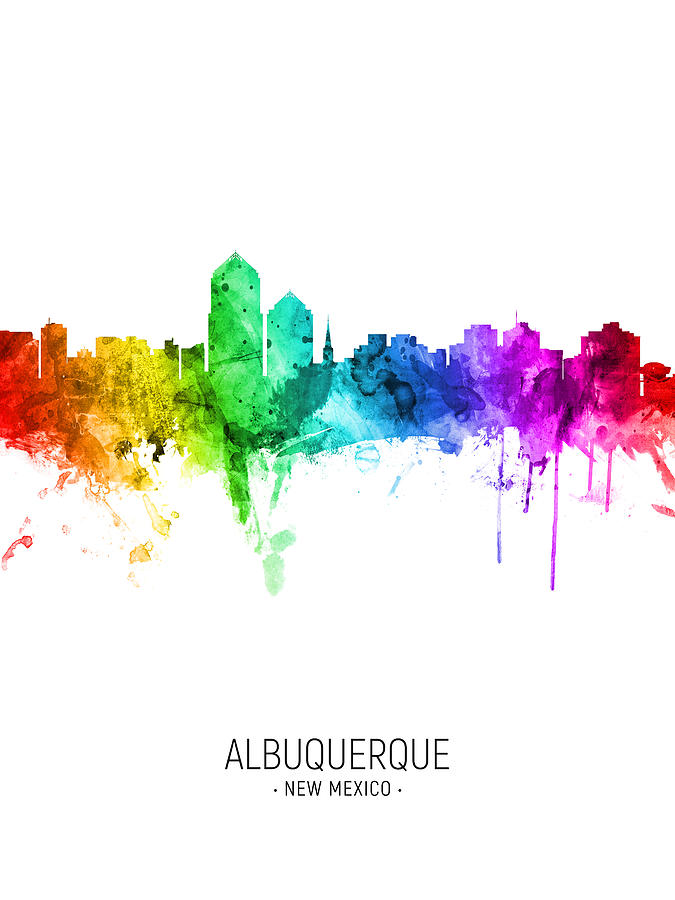 Albuquerque New Mexico Skyline #20 Digital Art by Michael Tompsett