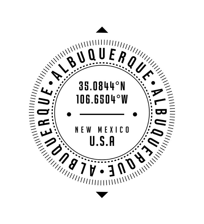 Albuquerque Digital Art - Albuquerque, New Mexico, USA - 1 - City Coordinates Typography Print - Classic, Minimal by Studio Grafiikka