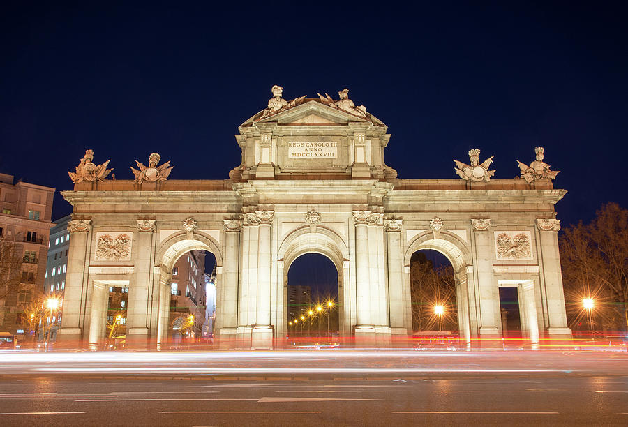 Alcala Gate at Night in Madrid Photograph by Dan Westfall - Fine Art ...