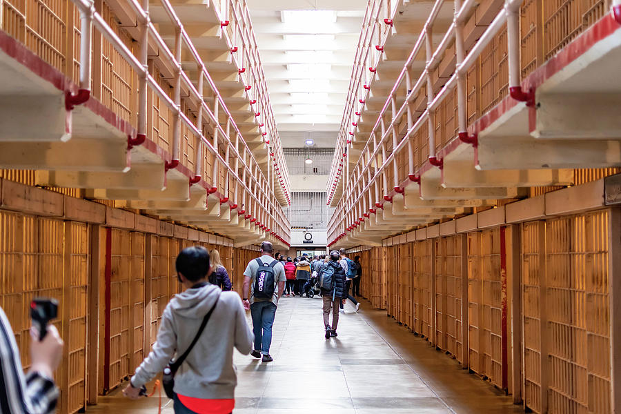 Alcatraz Prison B Block Prisoners Cell Area And Some Tourist And ...