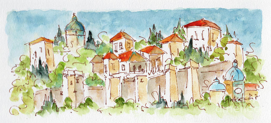 Alcazaba Malaga Spain Painting by Pat Katz