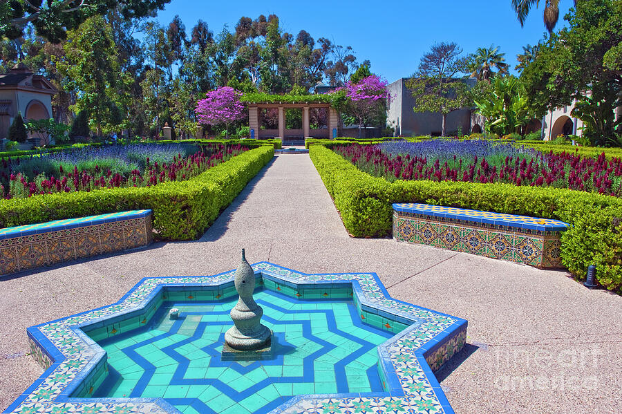 Fountain Photograph - Alcazar Garden Blue Tile Fountain  by David Zanzinger