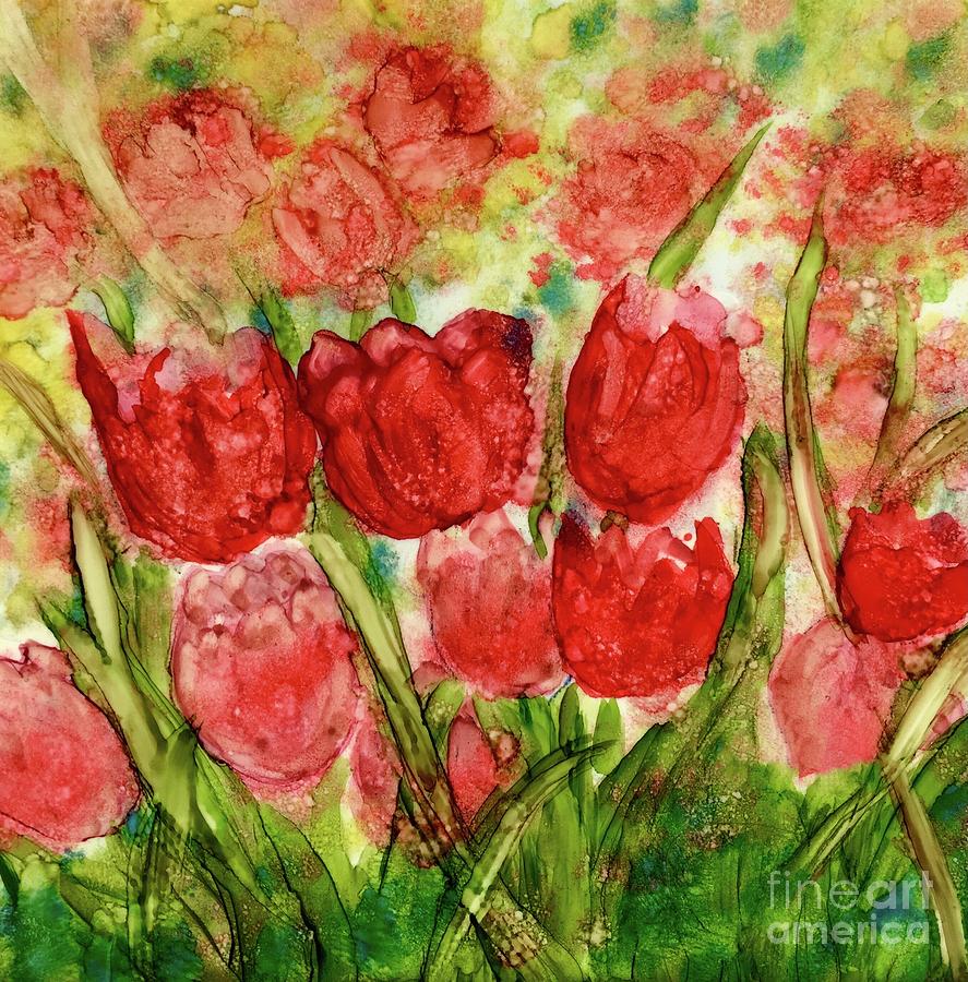 Alcohol Ink Spring Tulips Photograph by Eunice Warfel