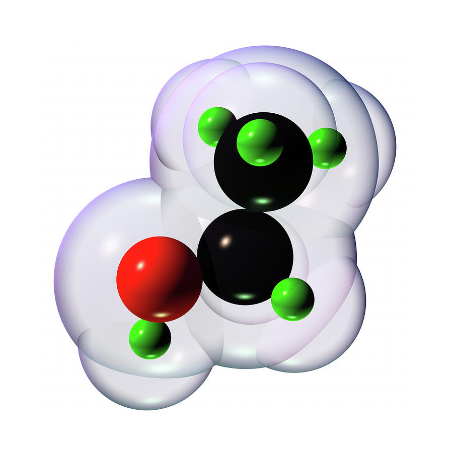 Alcohol Molecule on White Digital Art by Russell Kightley