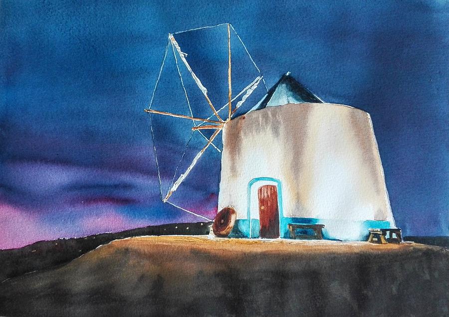 Alentejo Mill Painting by Sandie Croft