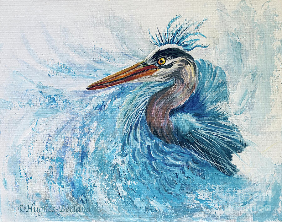 Heron Painting - Alert by Melinda Hughes-Berland