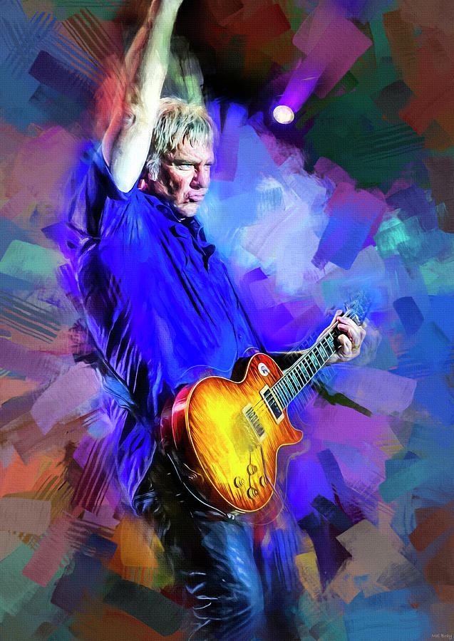 Music Mixed Media - Alex Lifeson Guitarist by Mal Bray