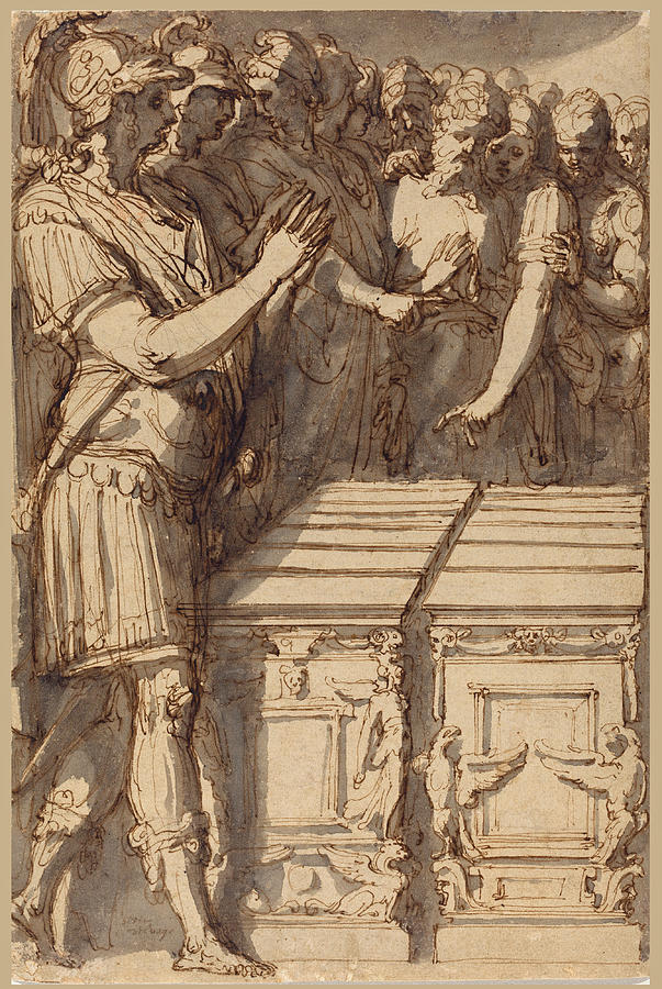 Alexander Consecrating the Altars for the Twelve Olympian Gods Drawing