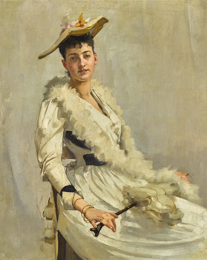 Alexander Mann, R.o.i. Portrait Of Mademoiselle B. Painting