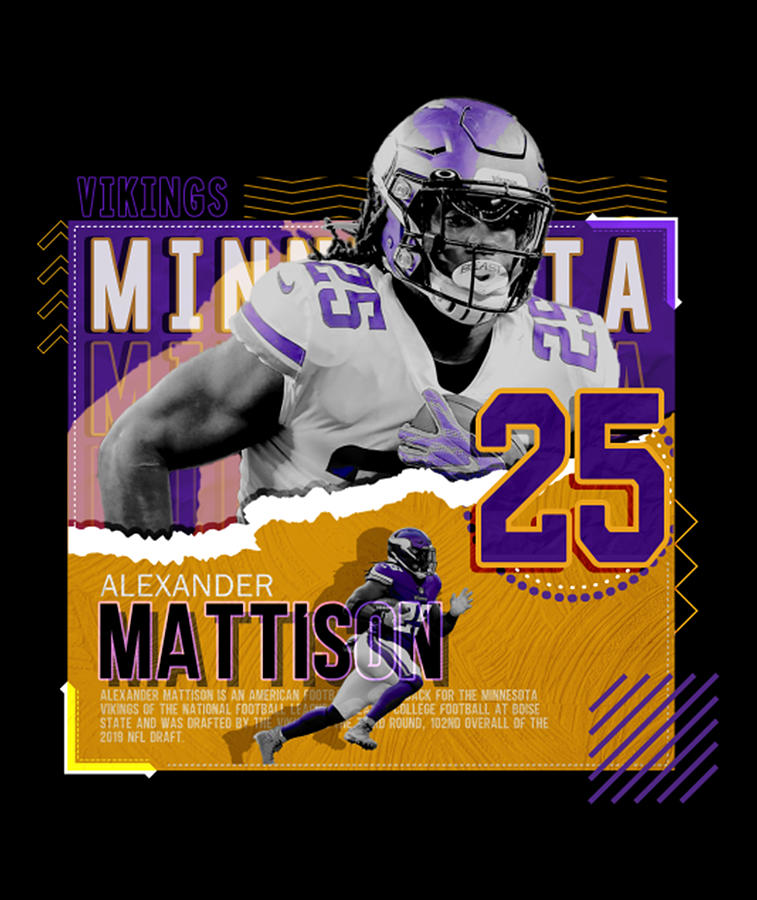 Alexander Mattison Football Paper Poster Vikings Digital Art by Kelvin