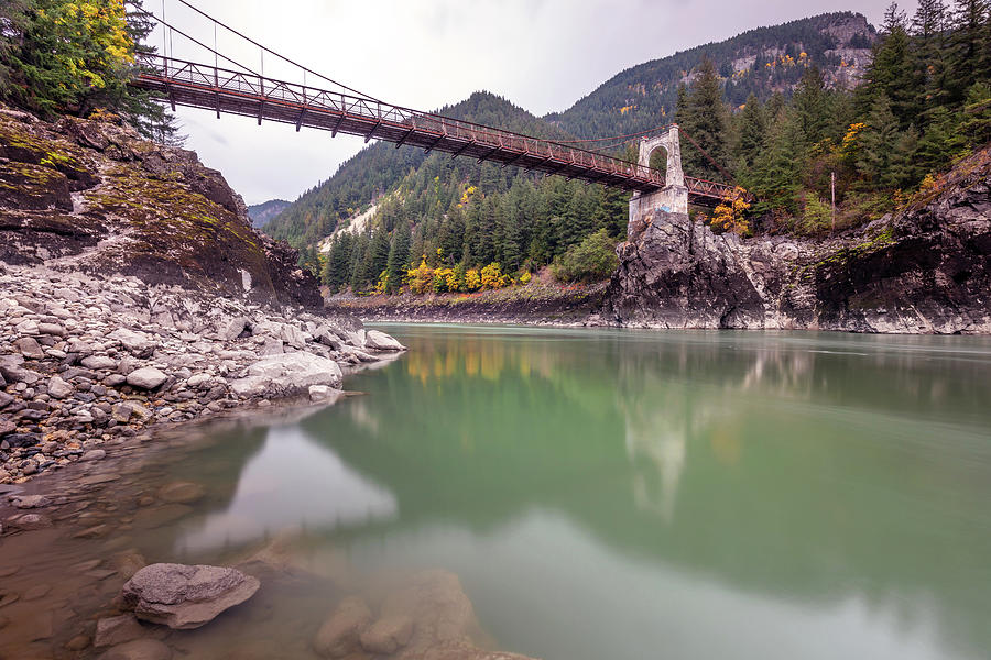 Alexandra Bridge Fraser River Reflection Photograph by Pierre Leclerc Photography