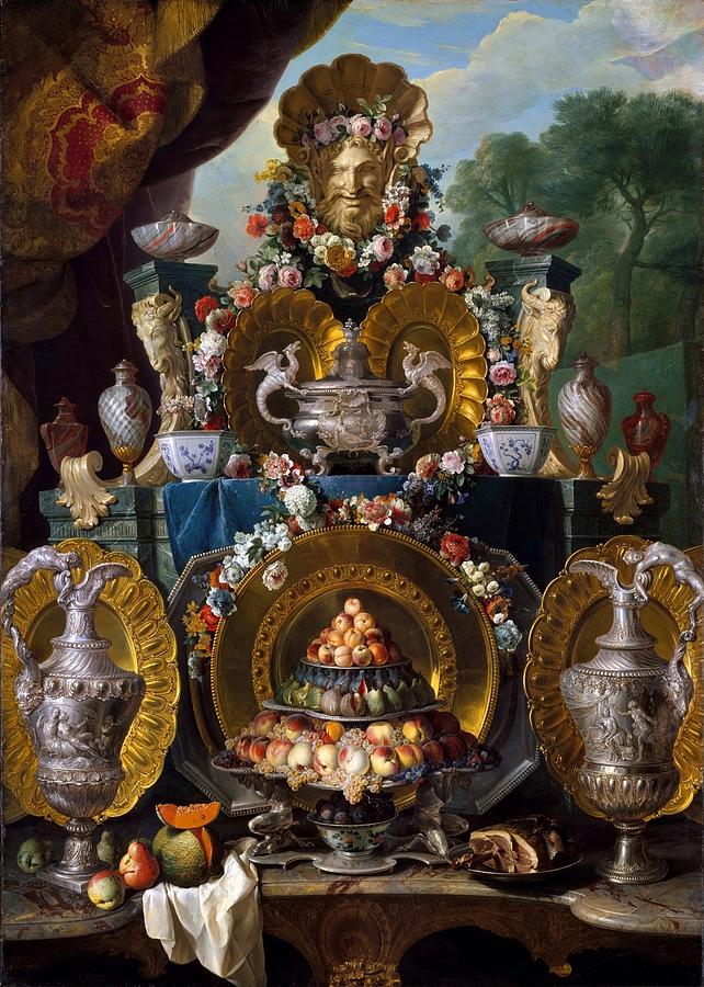 Alexandre Fran U00e7ois Desportes 1661 1743  Still Life With Silver By Padre Martini Painting