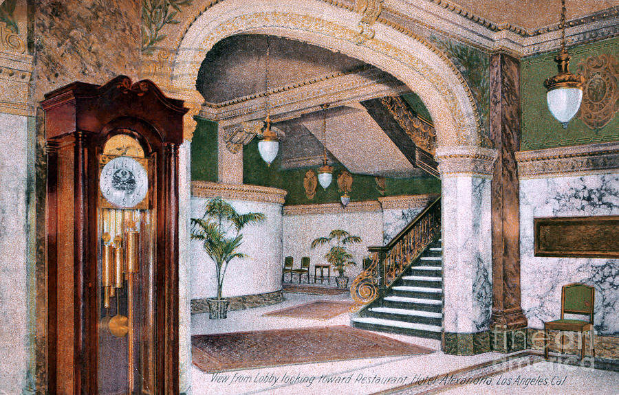 Alexandria Hotel - Lobby near restaurant Photograph by Sad Hill - Bizarre Los Angeles Archive