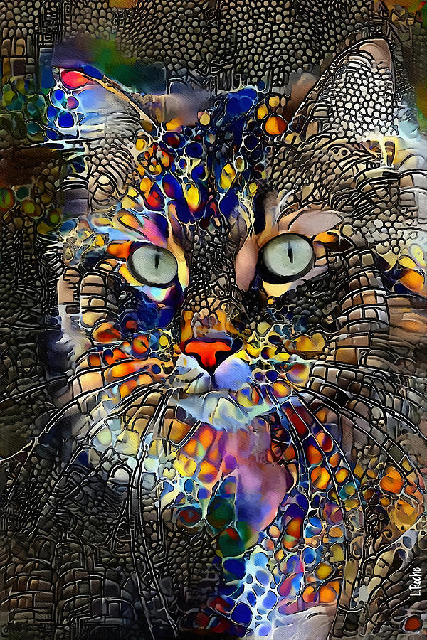 Alexx cat chat cat kitty kitten lea roche Poster Painting by Tiffany ...