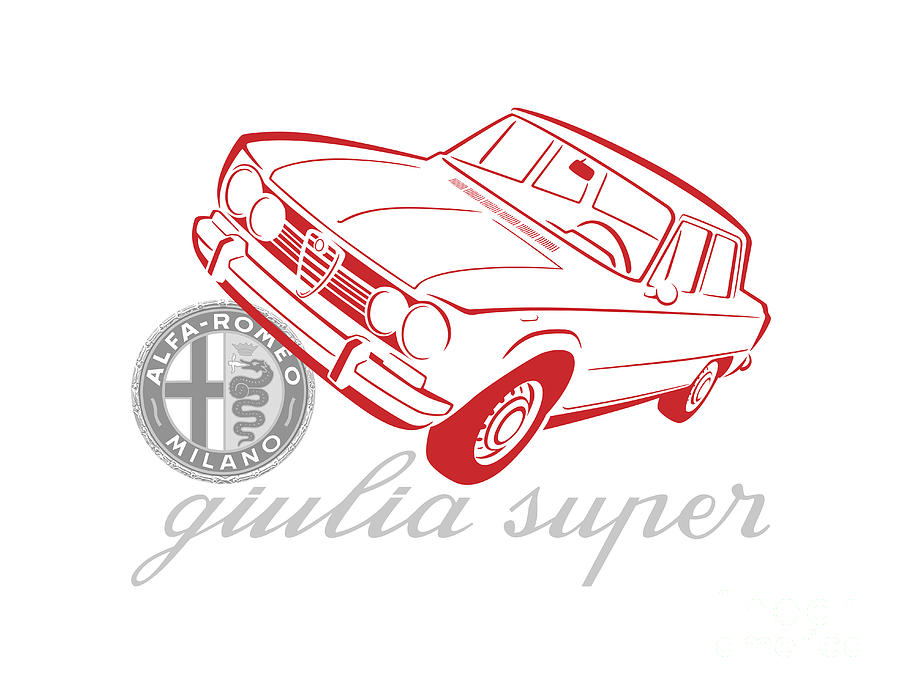 Alfa Giulia Super Graphic Red and Grey Digital Art by Rick Andreoli