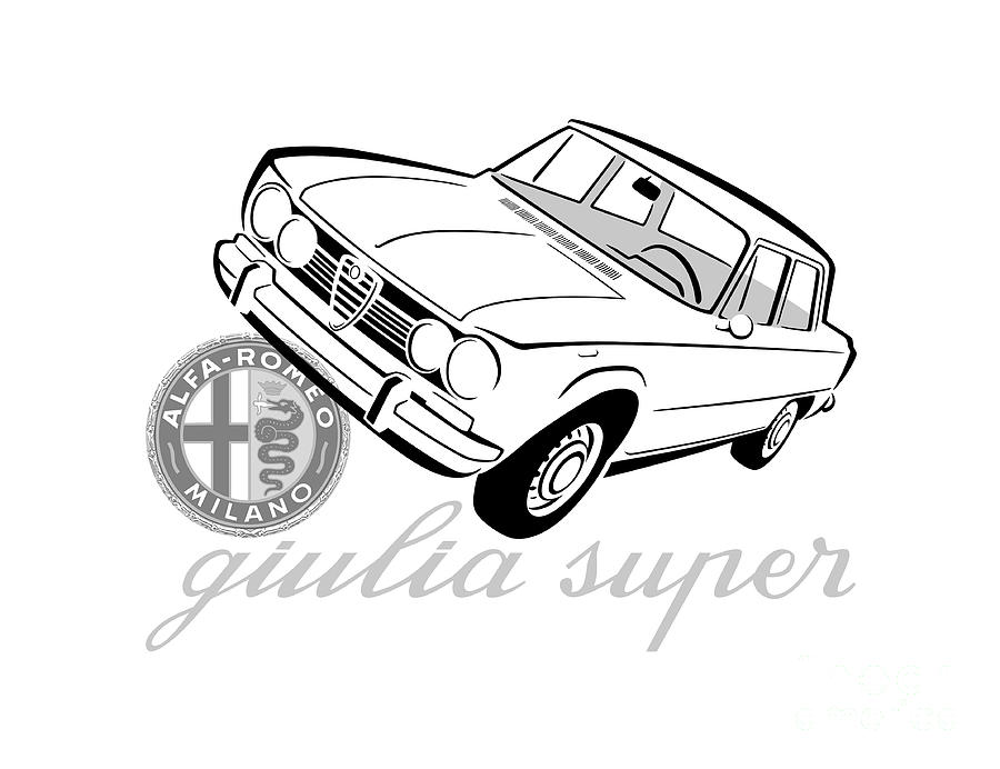 Alfa Giulia Super Graphic Black and Grey Digital Art by Rick Andreoli