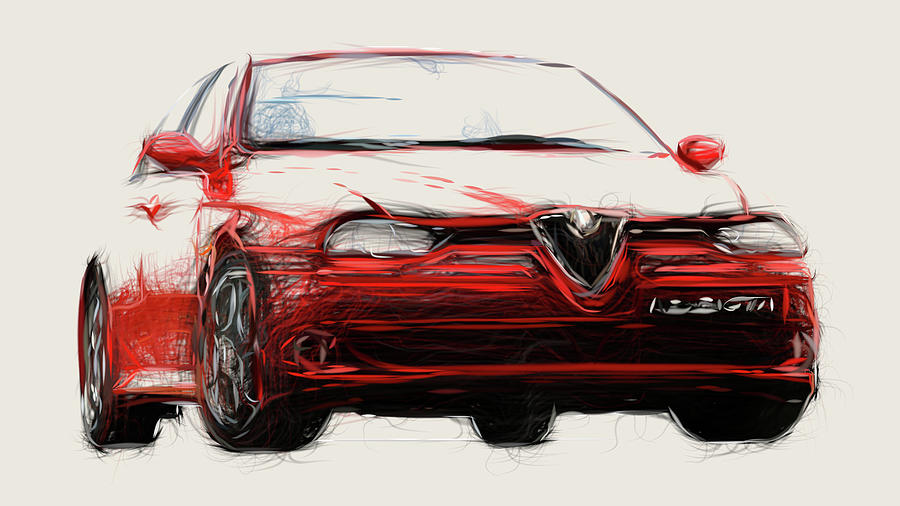 Alfa Romeo 156 GTA Car Drawing Digital Art by CarsToon Concept