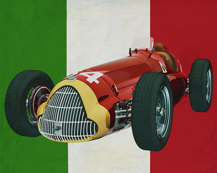 Alfa Romeo 158 Alfetta with the Italian flag Painting by Jan Keteleer