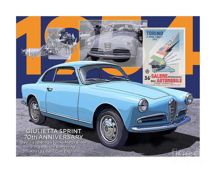 Alfa Romeo Giulietta Sprint-70th Anniversary Digital Art by Rick Andreoli