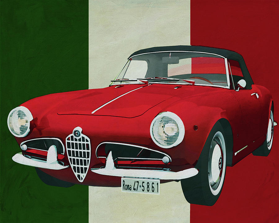 Alfa Romeo Guilietta 1300 Spyder from 1955 pure Italian style Painting by Jan Keteleer
