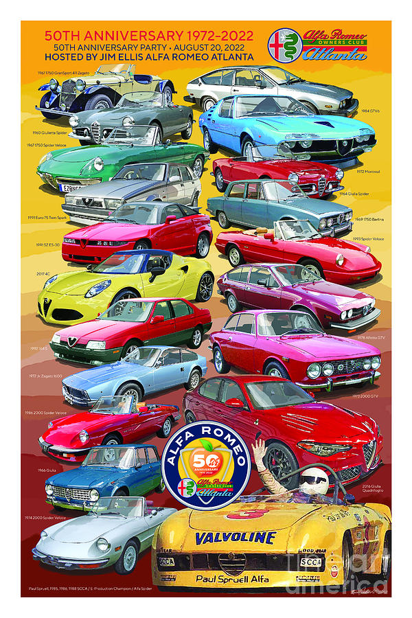 Alfa Romeo Owners of Atlanta 50th Anniversary Digital Art by Rick Andreoli