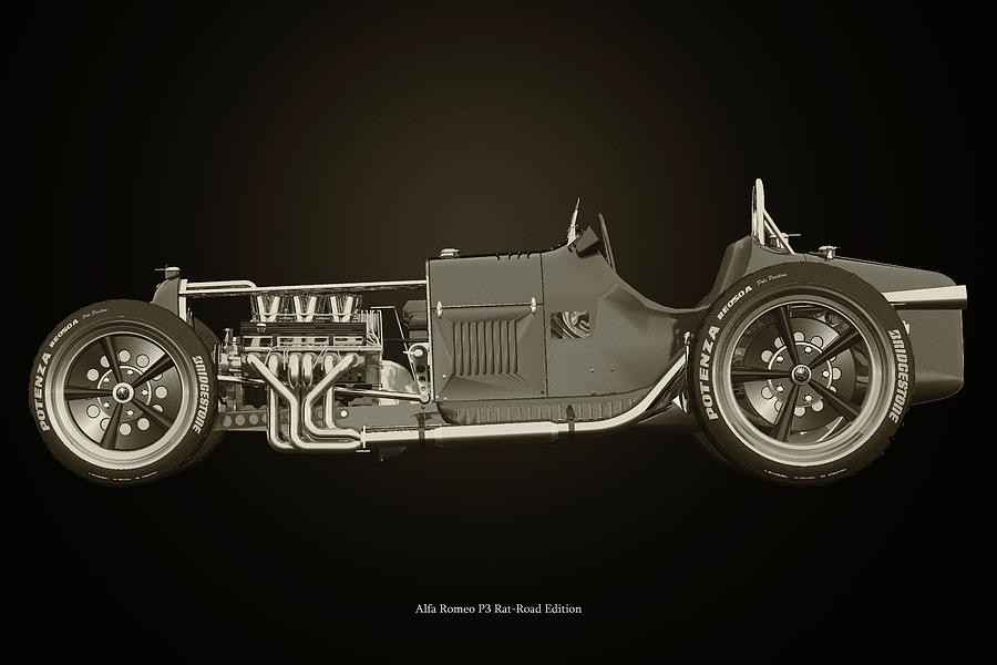 Alfa Romeo P3 Rat-Road Edition Black and White Photograph by Jan Keteleer
