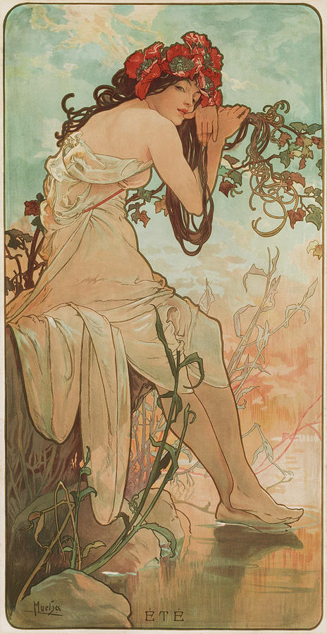 Alfons Mucha The Summer From The Series The Seasons 1896 Painting By 