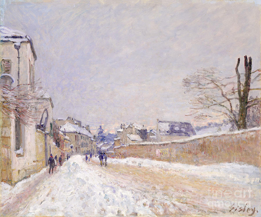 Alfred Sisley - Rue Eugene Moussoir at Moret Winter Painting by Alexandra Arts