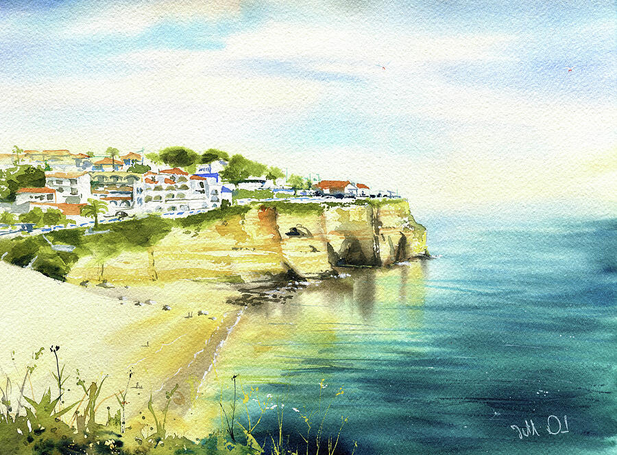 Algarve Carvoeiro Ocean View in Portugal Painting Painting by Dora Hathazi Mendes