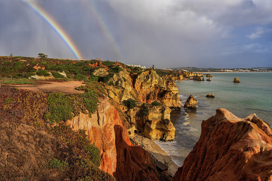 Algarve Coastline With Rainbow Photograph by Artur Bogacki