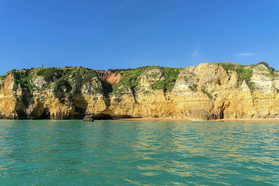 Algarve Gold Coast Magic - Sailing by Colorful Cliffs in Lagos Portugal Photograph by Georgia Mizuleva