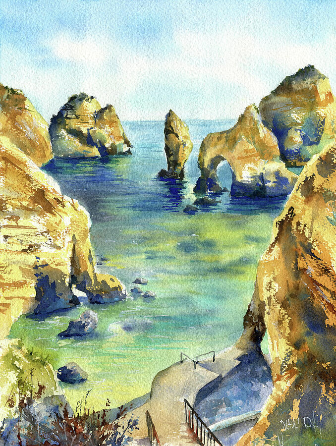 Algarve Ponta Da Piedade in Lagos Portugal Painting Painting by Dora Hathazi Mendes Algarve Ponta Da Piedade in Lagos Portugal Painting Painting by Dora Hathazi Mendes