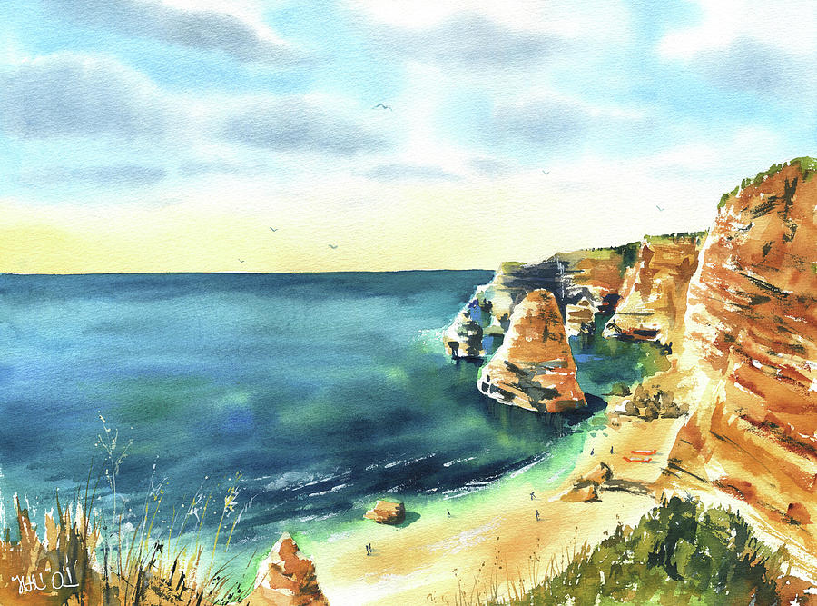 Summer Painting - Algarve Praia Da Marinha Painting by Dora Hathazi Mendes