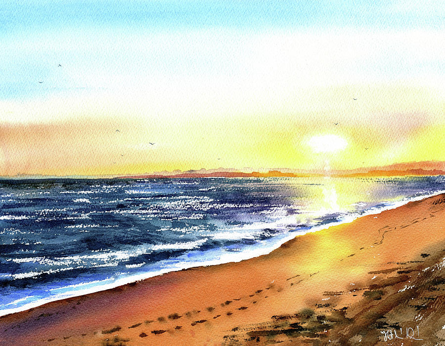 Algarve Sunset Painting Painting by Dora Hathazi Mendes