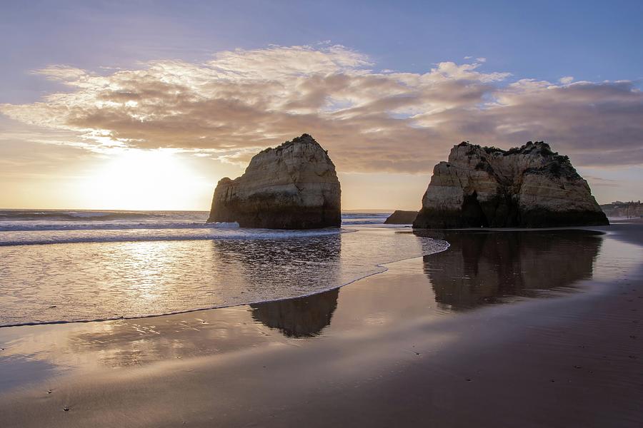 Sunset Photograph - Algarve Sunset With Rock Formations by Rebecca Herranen