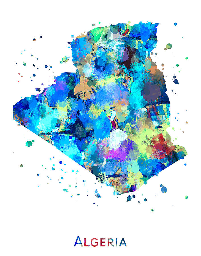 Algeria Painting - Algeria Map Art by Zuzi s Algeria Painting - Algeria Map Art by Zuzi s