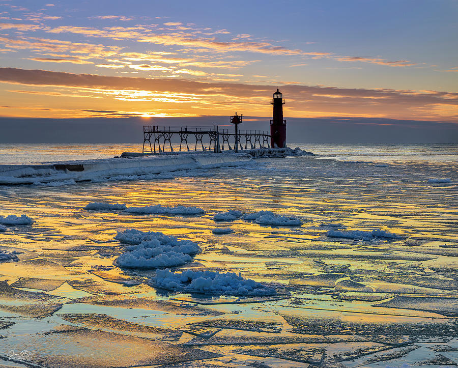 Algoma harbor Winter sunrise Photograph by James Brey - Fine Art America