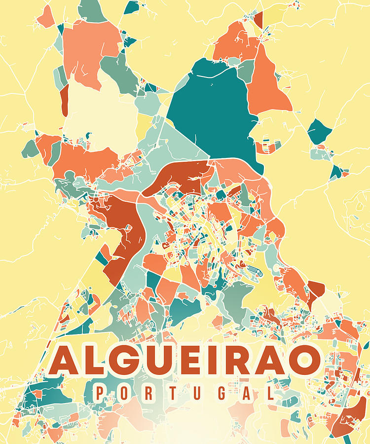 Algueirao Portugal Map Digital Art by Alexandru Chirila - Fine Art America