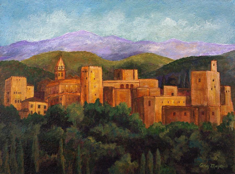 Alhambra at Sunset Painting by Candy Mayer