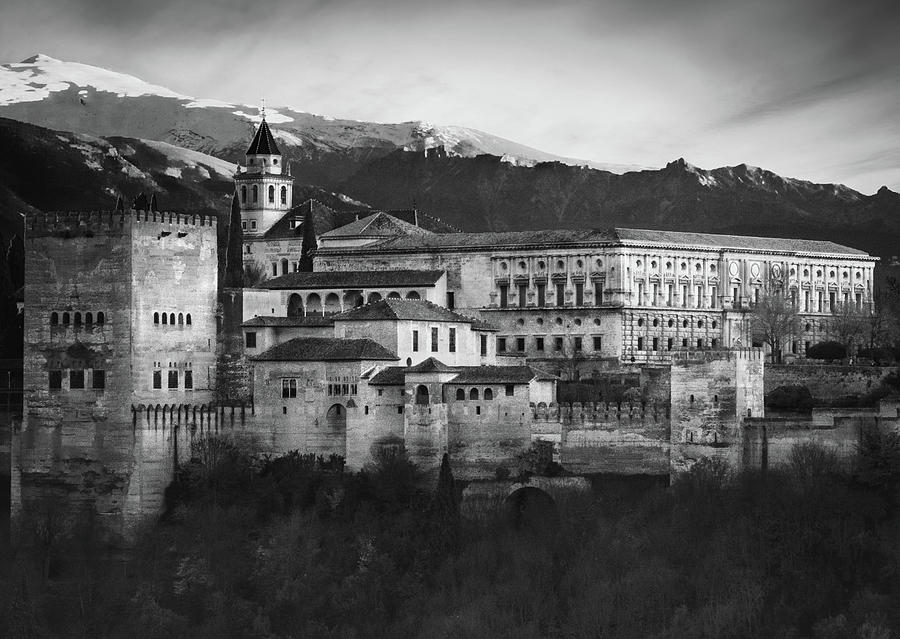 Alhambra in Granada Spain BW Photograph by Rebecca Herranen