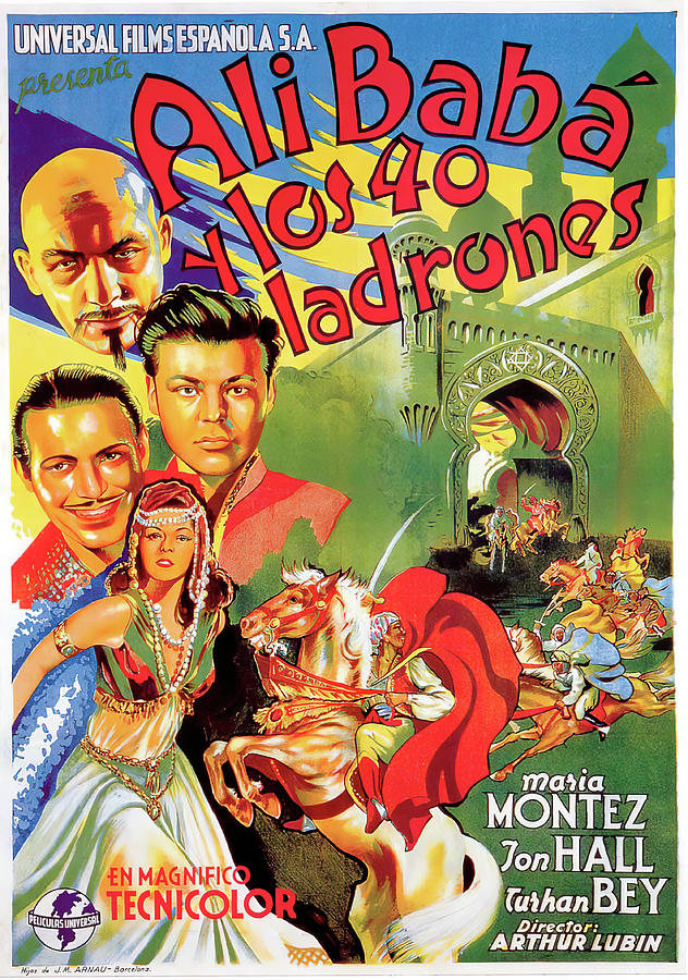 Vintage Mixed Media - Ali Baba and the Forty Thieves 2, with Maria Montez, 1944 by Movie World Posters