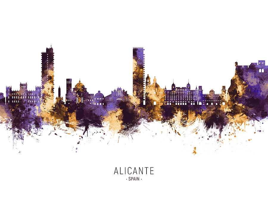 Alicante Spain Skyline #18 Digital Art by Michael Tompsett