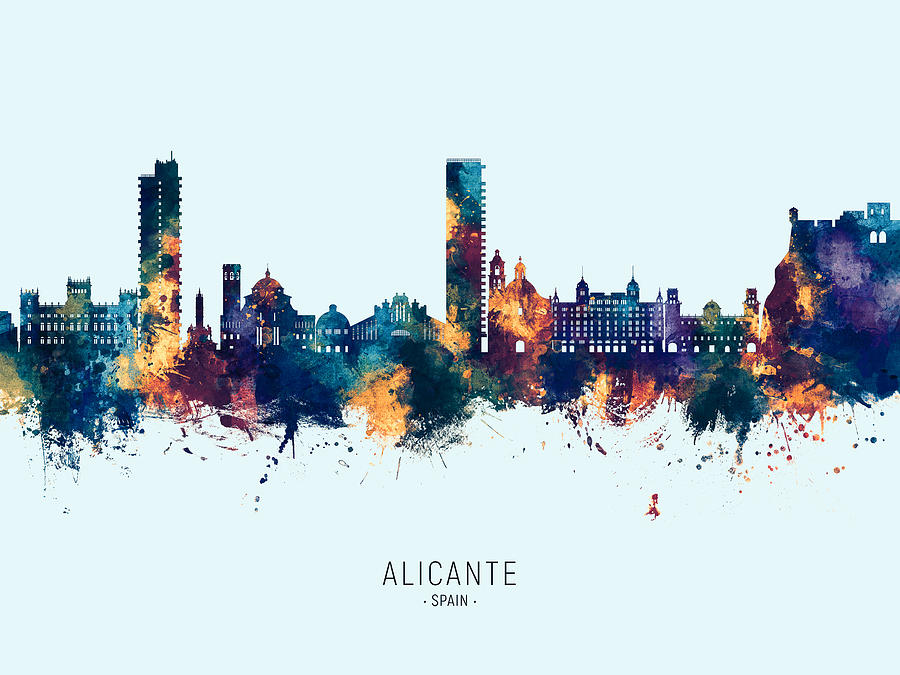 Alicante Spain Skyline #19 Digital Art by Michael Tompsett