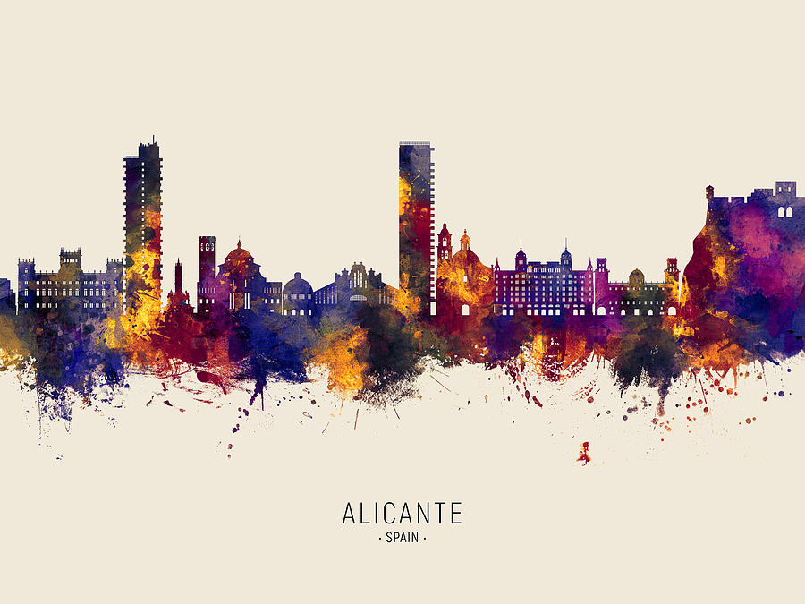 Alicante Spain Skyline #21 Digital Art by Michael Tompsett