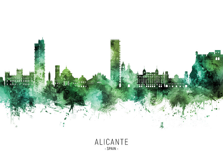 Alicante Spain Skyline #23 Digital Art by Michael Tompsett